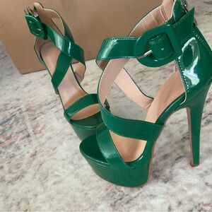 Elegant Green High Heel Sandals